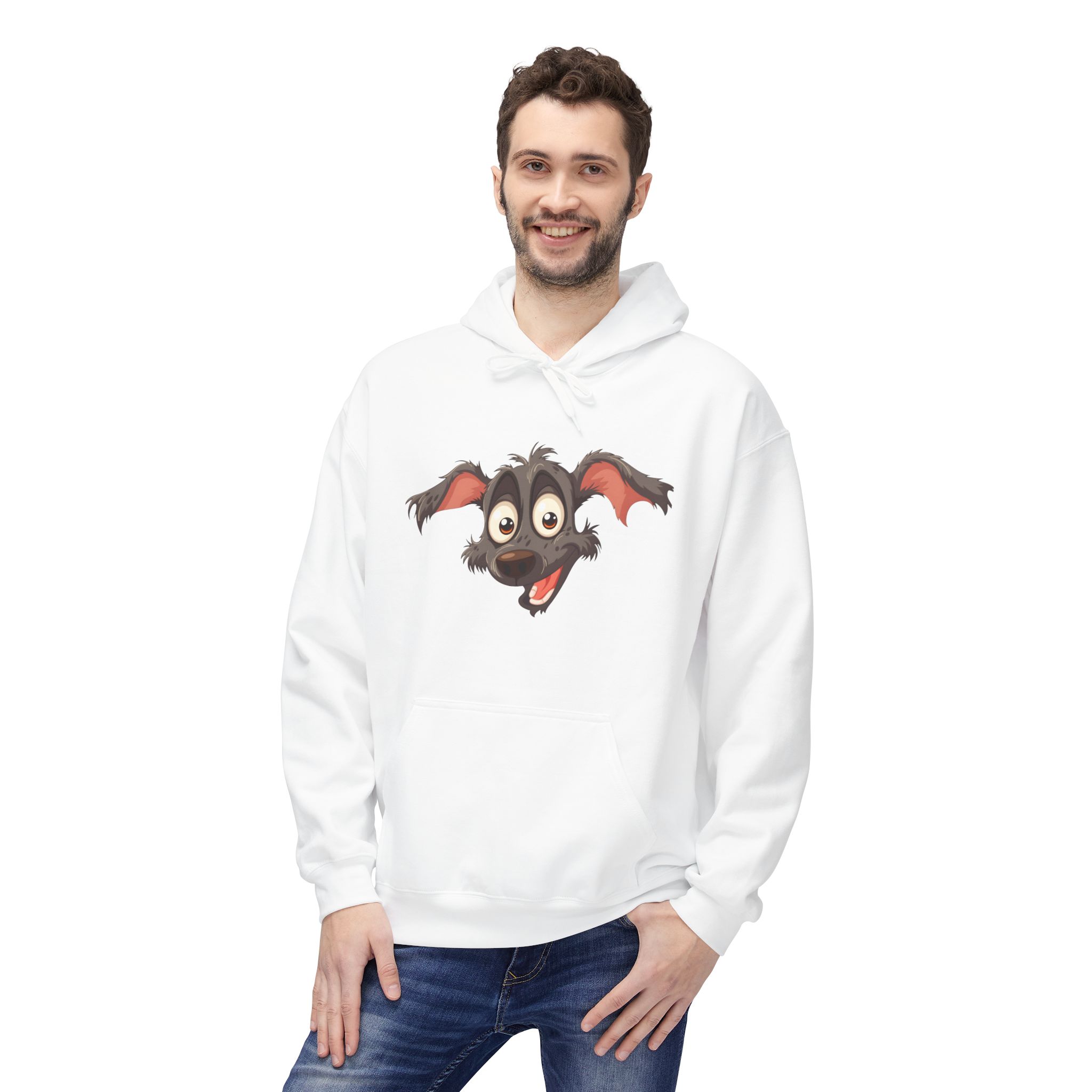 Hoodie - Playful Cartoon Dog Face Pullover | Funny Pet Lover Gift - Image 3