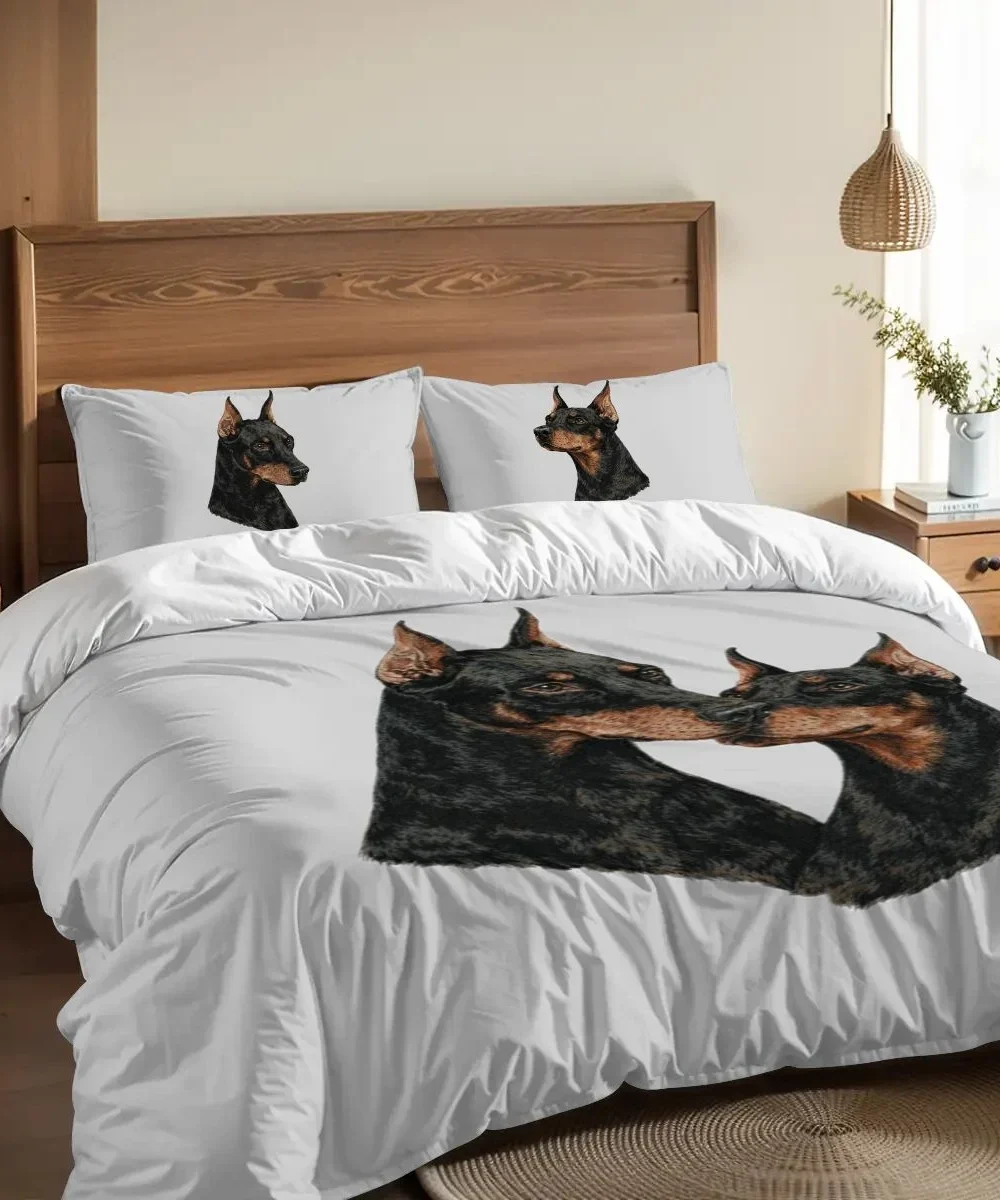 Doberman Love Bedding Set – Duvet Cover with Pillowcases | Dog Lover Bedroom Decor