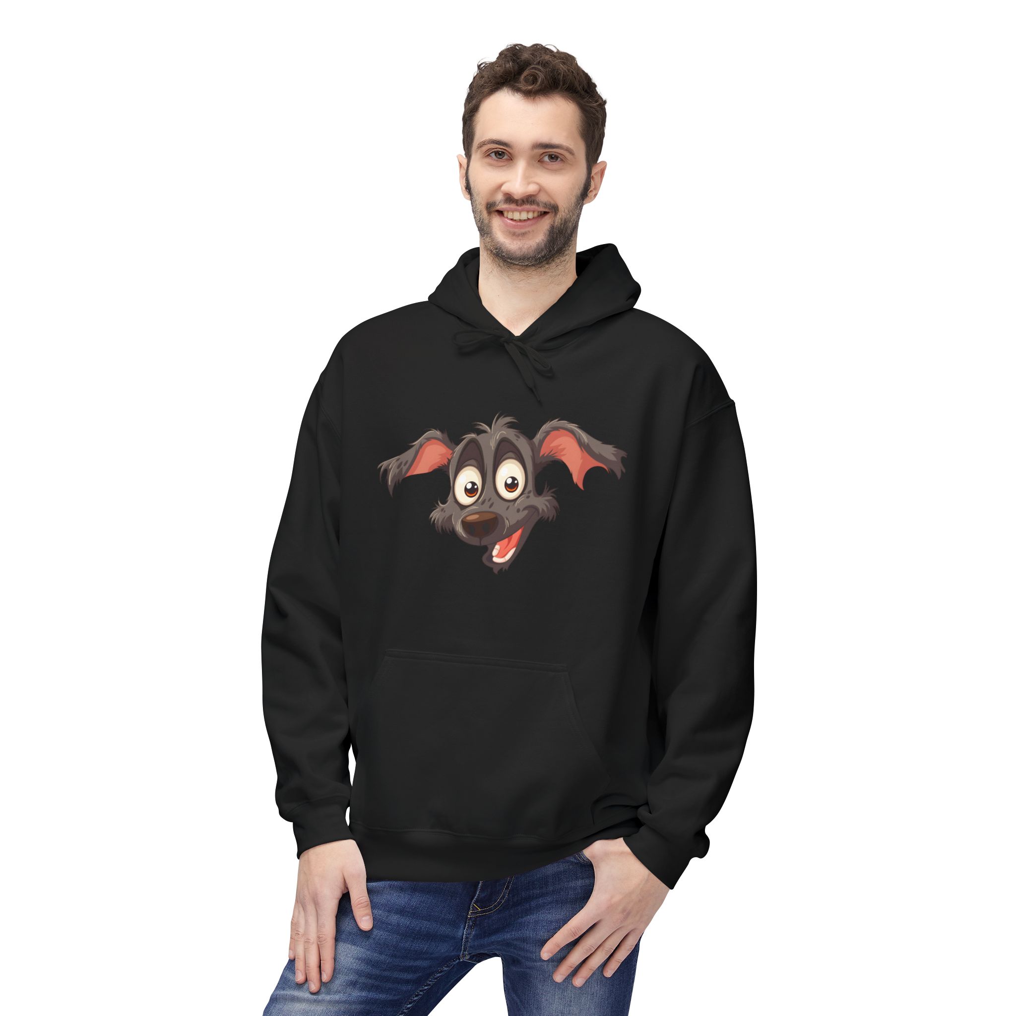 Hoodie - Playful Cartoon Dog Face Pullover | Funny Pet Lover Gift - Image 2