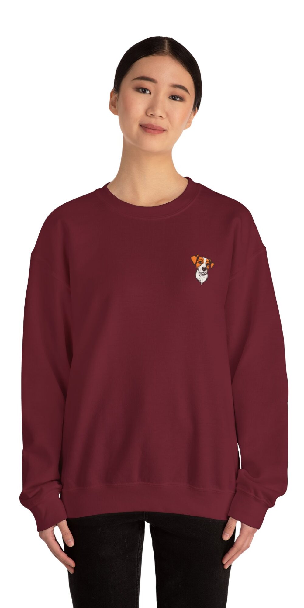 Embroidered Jack Russell Puppy Crewneck Sweatshirt